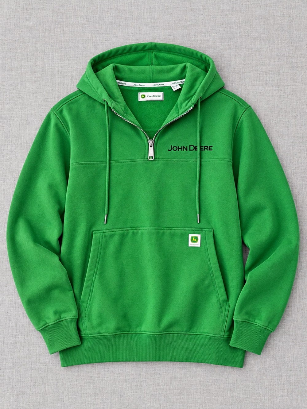 John Deere Green Quarter-Zip Hoodie with Logo
